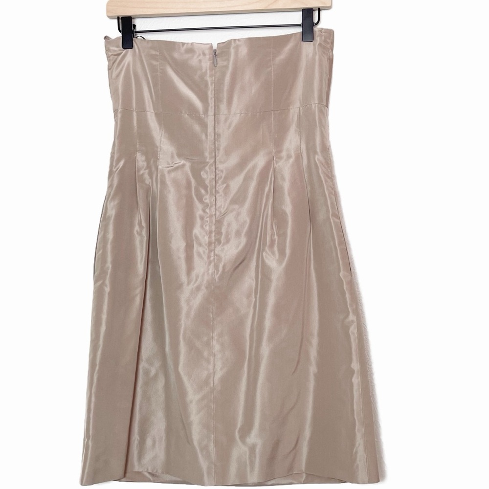 J.Crew Silk Strapless Bow Mini Dress Champagne Wedding Guest Cocktail Sz 2 - Picture 3 of 4